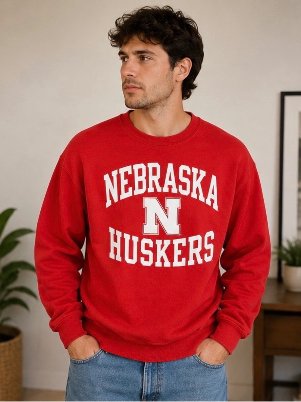 Champion Red Nebraska Huskers Crewneck Sweatshirt - Men